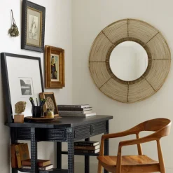 Beehive Jute Round Mirror