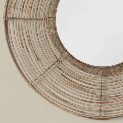 Beehive Jute Round Mirror