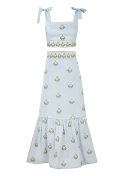 Begum Set in Light Blue & White