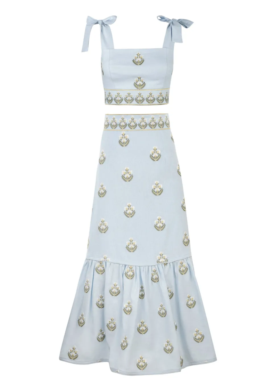 Begum Set in Light Blue & White