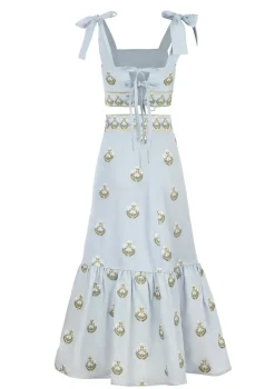 Begum Set in Light Blue & White