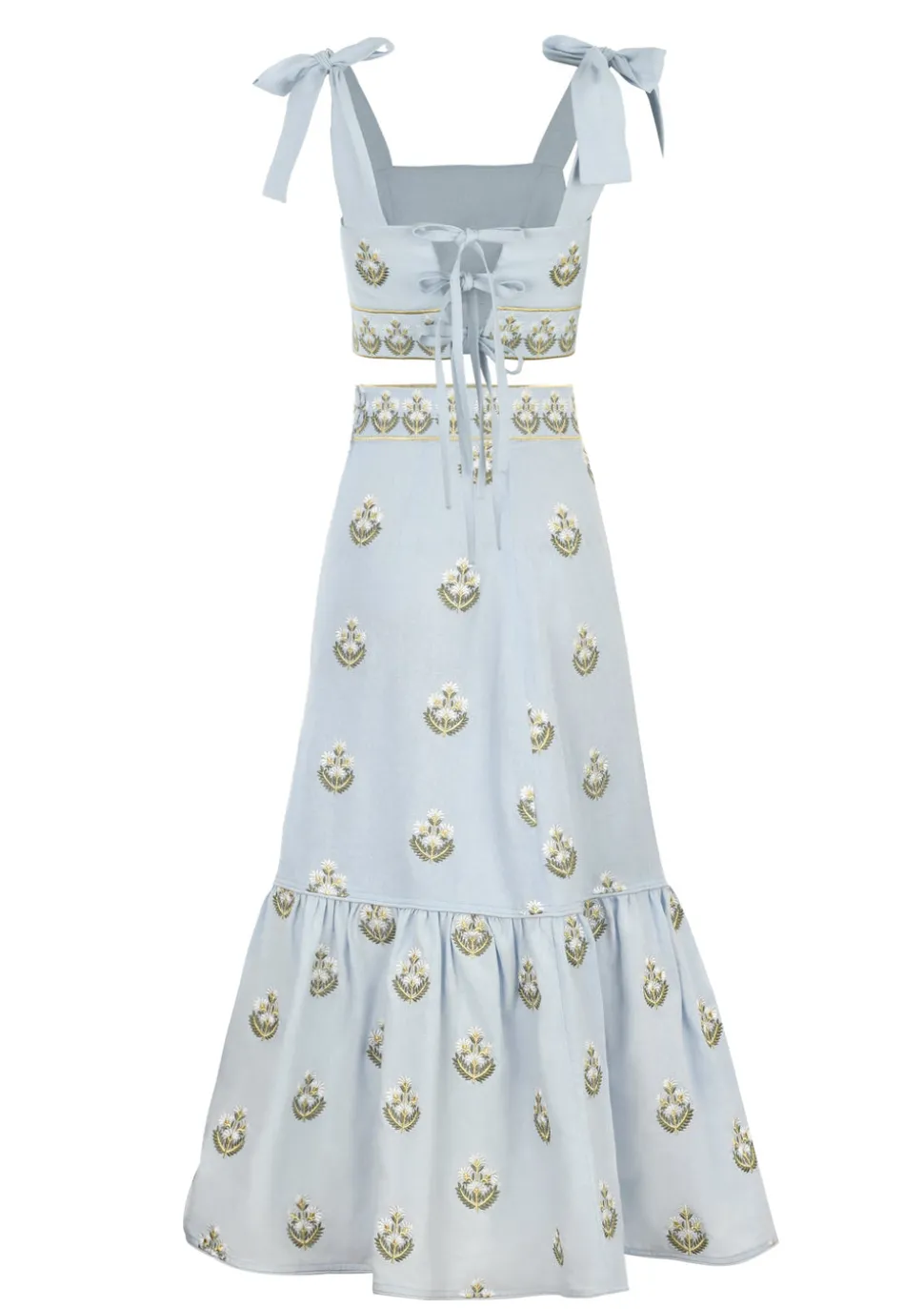 Begum Set in Light Blue & White