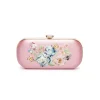 Bella Petite Clutch in Pink Floral Embroidery