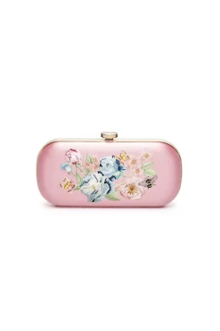 Bella Petite Clutch in Pink Floral Embroidery