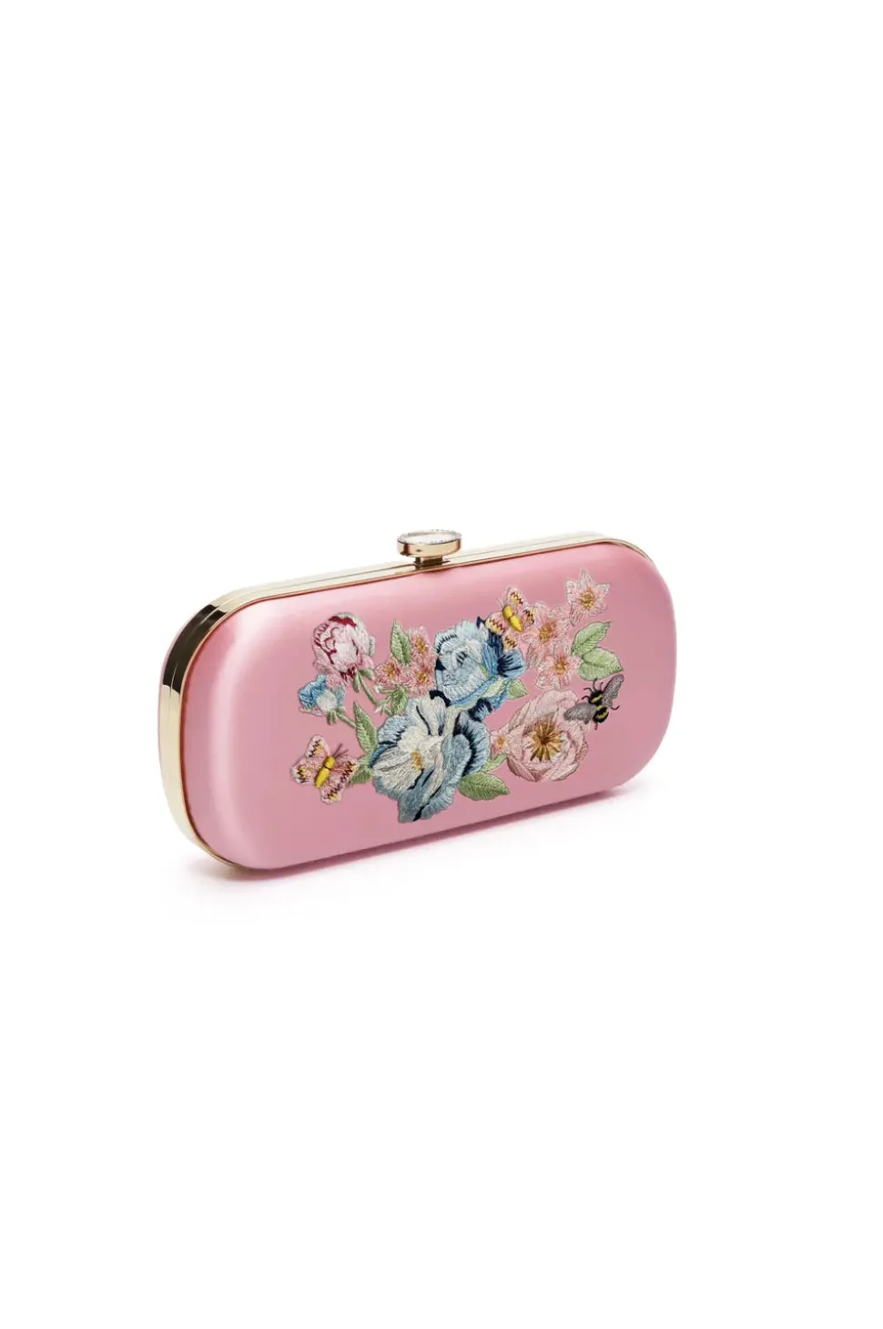 Bella Petite Clutch in Pink Floral Embroidery