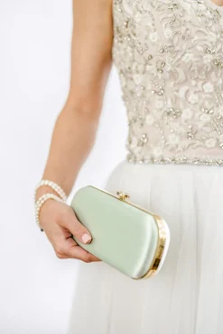 Bella Petite Clutch in Sage Green Satin