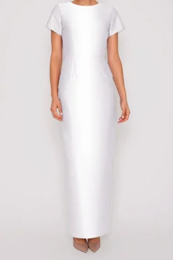 Bella Silk and Wool Column Gown with Removable Bow Belt