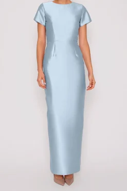Bella Silk and Wool Column Gown with Removable Bow Belt