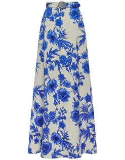 Bellamy Brocade Skirt in Antigua Blue