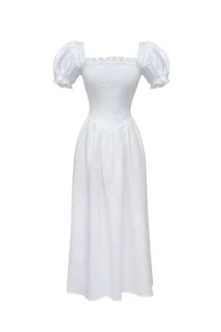 Belle Linen Dress in White