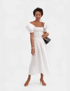 Belle Linen Dress in White