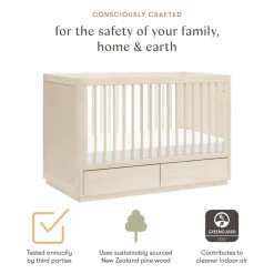 Bento 3-in-1 Convertible Storage Crib with Toddler Bed Conversion Kit in Washed Natural