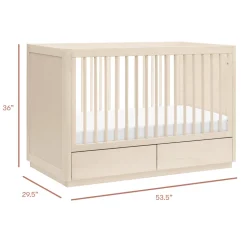 Bento 3-in-1 Convertible Storage Crib with Toddler Bed Conversion Kit in Washed Natural