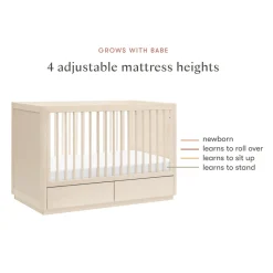 Bento 3-in-1 Convertible Storage Crib with Toddler Bed Conversion Kit in Washed Natural
