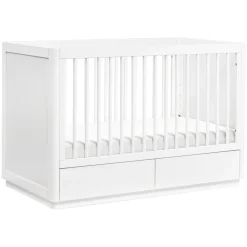 Bento 3-in-1 Convertible Storage Crib with Toddler Bed Conversion Kit in White
