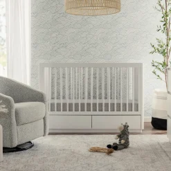 Bento 3-in-1 Convertible Storage Crib with Toddler Bed Conversion Kit in White