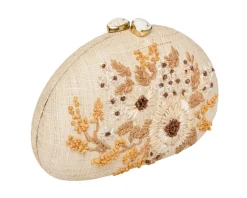 Berna Clutch in Natural & Ivory