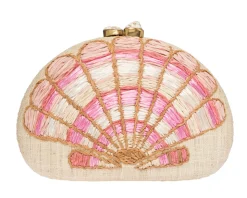 Berna Clutch in Natural & Coral