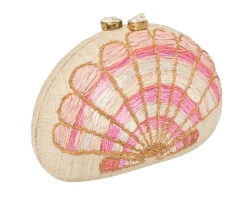 Berna Clutch in Natural & Coral