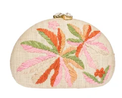 Berna Clutch in Natural, Pink & Coral