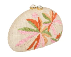 Berna Clutch in Natural, Pink & Coral