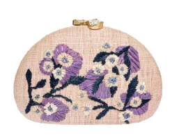 Berna Clutch in Pale Pink & Navy