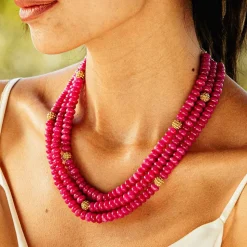 Berry & Bead Triple Strand Necklace