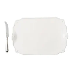 Berry & Thread 15" Serving Board with Knife in Whitewash