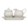 Berry & Thread Sugar and Creamer Whitewash, Set of 3