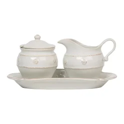 Berry & Thread Sugar and Creamer Whitewash, Set of 3