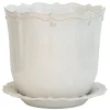 Berry & Thread Whitewash 12" Planter & Saucer