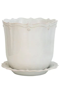 Berry & Thread Whitewash 12" Planter & Saucer