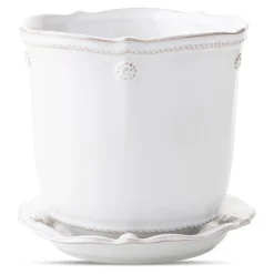 Berry & Thread Whitewash 5.25" Planter & Saucer