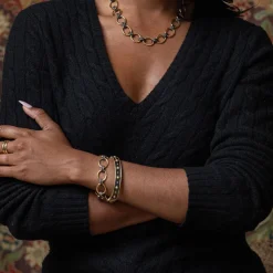 Berry Classic Hinged Bangle in Gold/Midnight