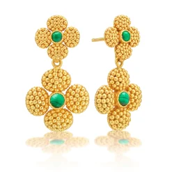 Berry Clover Convertible Duo Earrings in Malachite