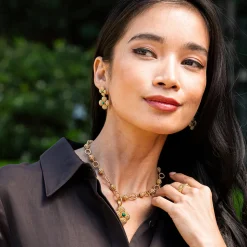 Berry Clover Convertible Duo Earrings in Malachite