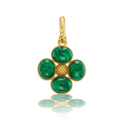 Berry Clover Double Sided Pendant in Malachite