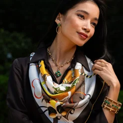 Berry Clover Double Sided Pendant in Malachite