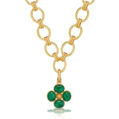 Berry Clover Double Sided Pendant in Malachite