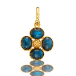 Berry Clover Double Sided Pendant in Blue Labradorite