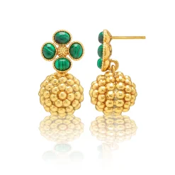 Berry Clover Drop Earrings in Malachite