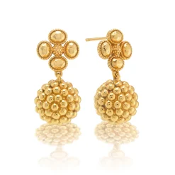 Berry Clover Drop Earrings in Gold