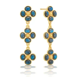 Berry Clover Linear Earrings in Blue Labradorite