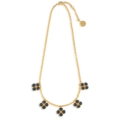 Berry Clover Multi Station Necklace in Blue Labradorite