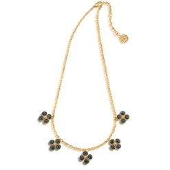 Berry Clover Multi Station Necklace in Blue Labradorite