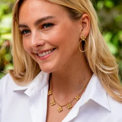 Berry Clover Teardrop Earrings in Gold