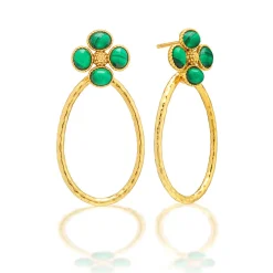 Berry Clover Teardrop Earrings in Malachite