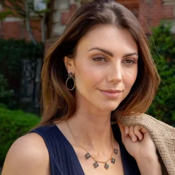 Berry Clover Teardrop Earrings in Blue Labradorite