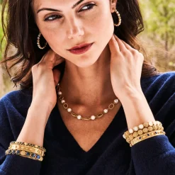 Berry Gem Classic Hinged Bangle in Blue Labradorite