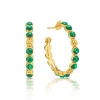 Berry Gem Medium Hoop Earrings in Malachite